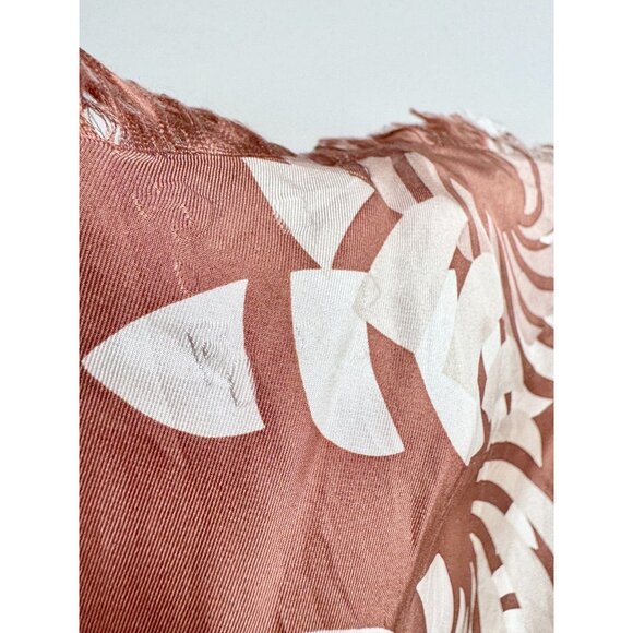 FREY WILLE Brown Ivory Sphinx Motif Silk Twill 69" x 20" Large Scarf Shawl - Picture 11 of 15